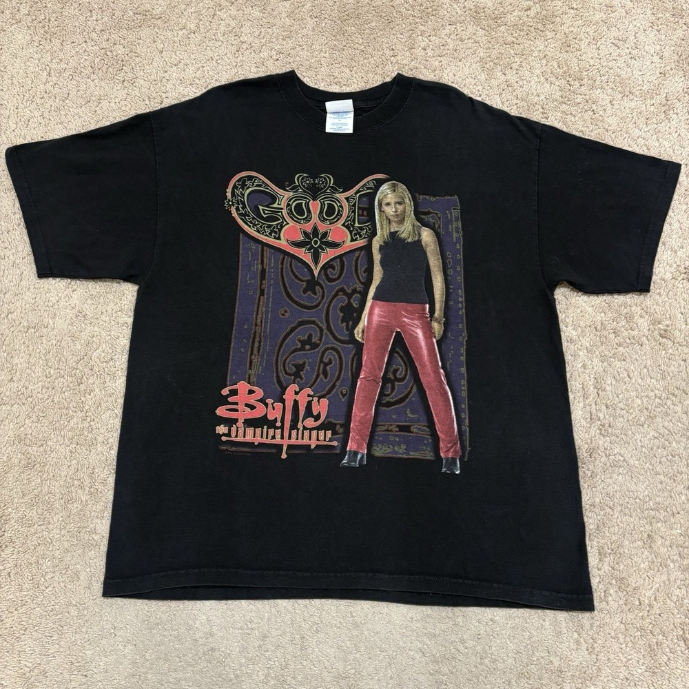 Vintage 2001 Buffy The Vampire Slayer T-Shirt Men's XL Black TV Promo Spike